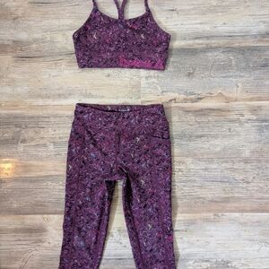 Reebok Purple Marled Sports Top & Croo Leggings Set - Girls Size 6/6x
